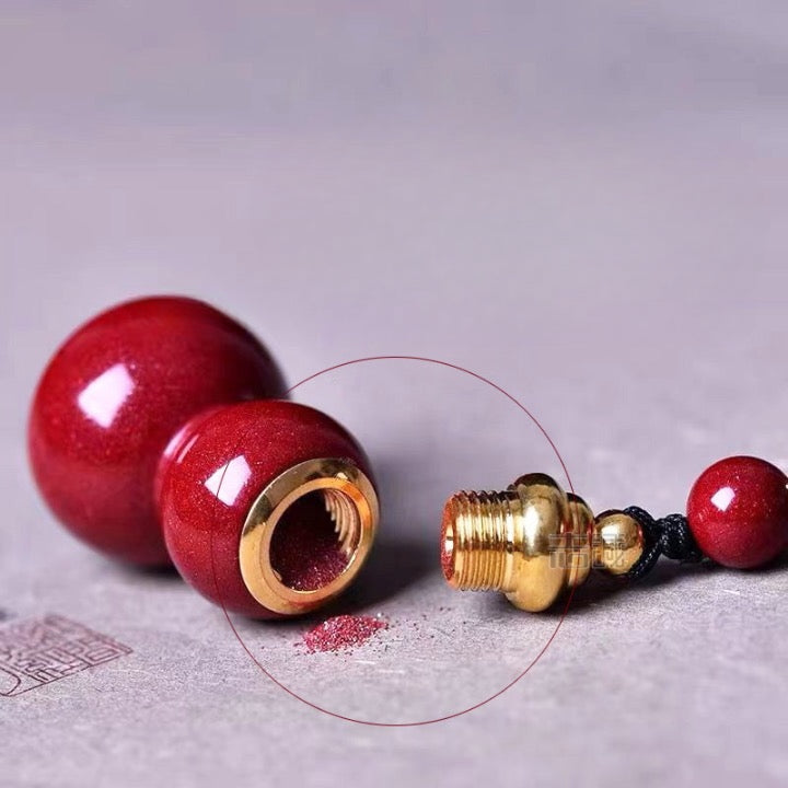 Adjustable Cinnabar Gourd Pendant – Hollow Design, Screw Cap, Red Sandalwood Texture
