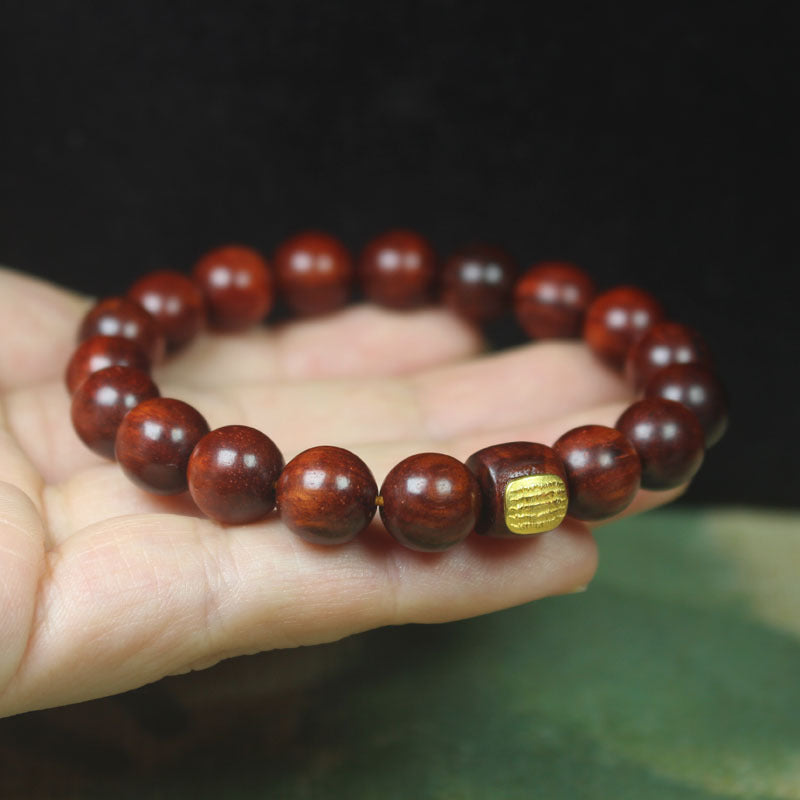 Zambian Rosewood Prayer Bead Bracelet – 10mm Blood Sandalwood, Elastic Fit
