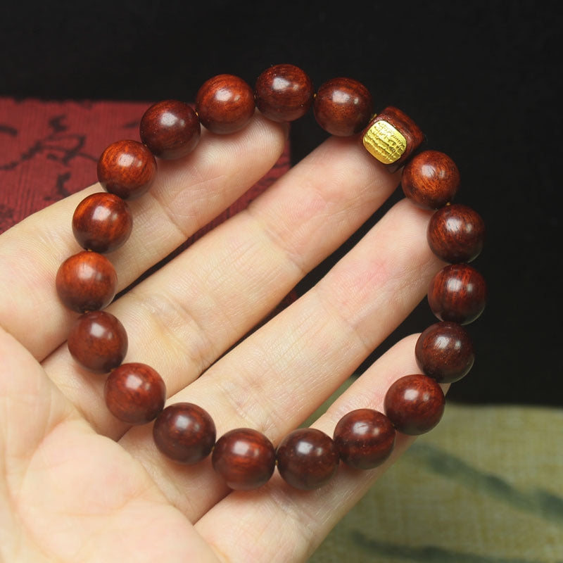 Zambian Rosewood Prayer Bead Bracelet – 10mm Blood Sandalwood, Elastic Fit