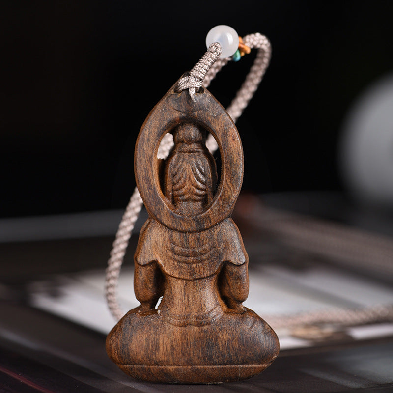 Sandalwood Guanyin Pendant – Seated Bodhisattva of Compassion