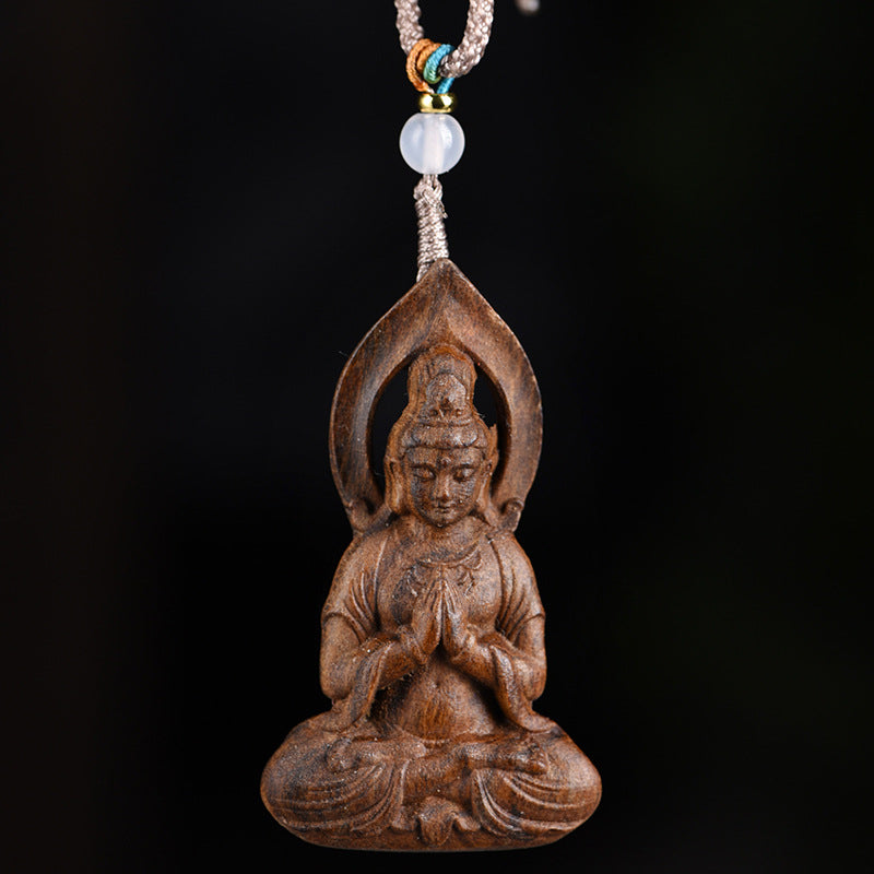 Sandalwood Guanyin Pendant – Seated Bodhisattva of Compassion