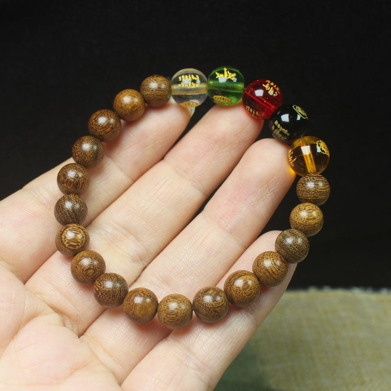 Golden Phoebe Bracelet – Five Gods of Wealth Totem, 8mm Beads