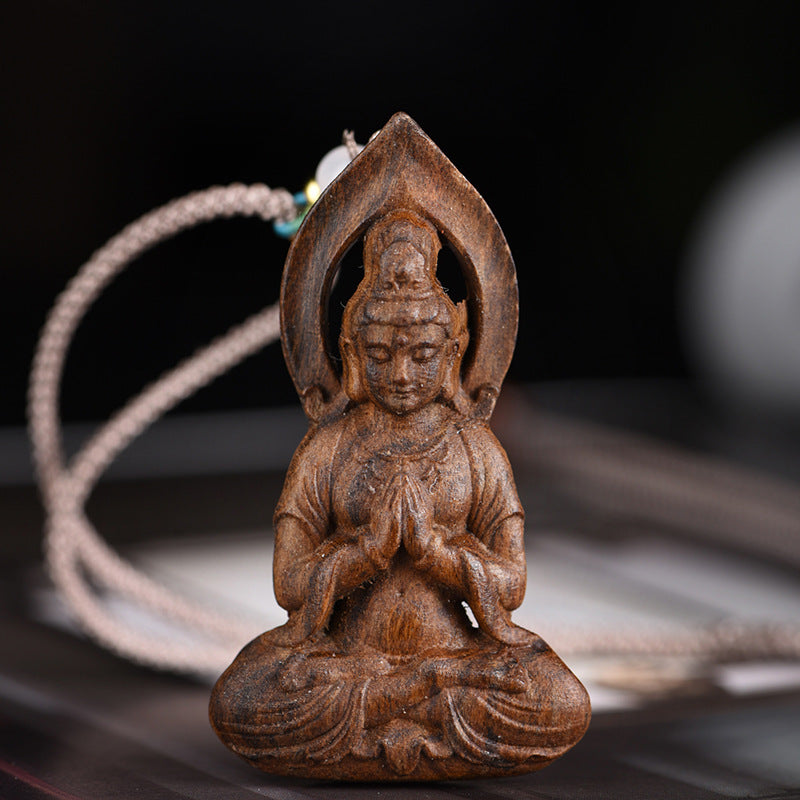 Sandalwood Guanyin Pendant – Seated Bodhisattva of Compassion