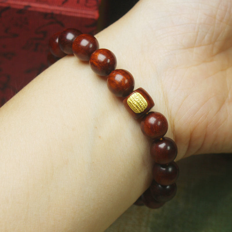 Zambian Rosewood Prayer Bead Bracelet – 10mm Blood Sandalwood, Elastic Fit