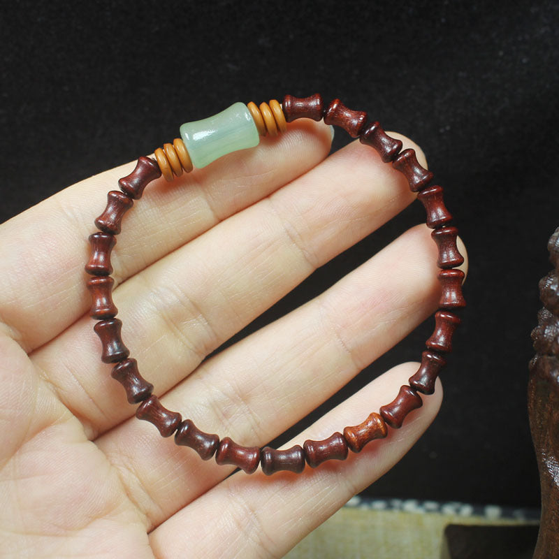 Mini Blood Sandalwood Bamboo Bracelet – With Celadon Accent Bead