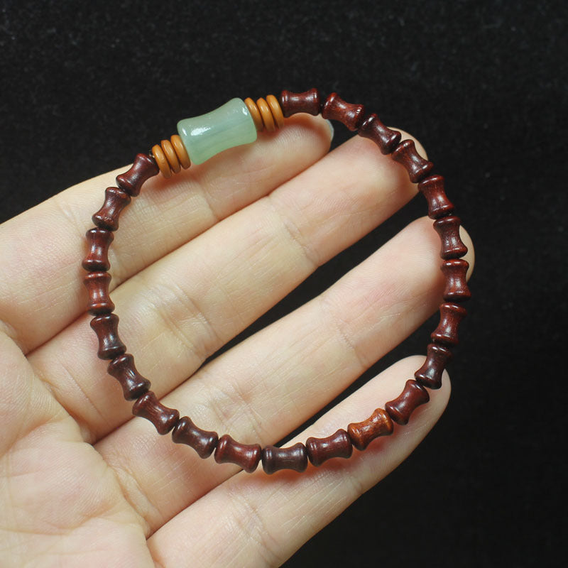 Mini Blood Sandalwood Bamboo Bracelet – With Celadon Accent Bead