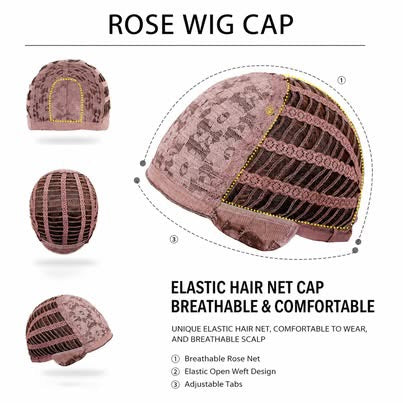 Wig cap guide showing breathable open-weft construction and adjustable tabs