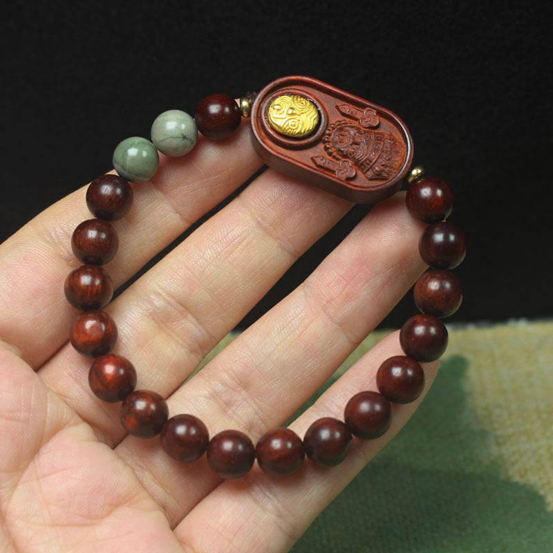 Zambian Rosewood Bracelet – Baseplate Totem Charm, 8mm Beads