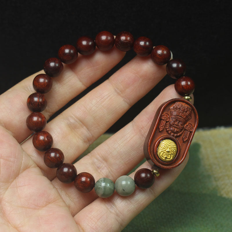 Zambian Rosewood Bracelet – Baseplate Totem Charm, 8mm Beads