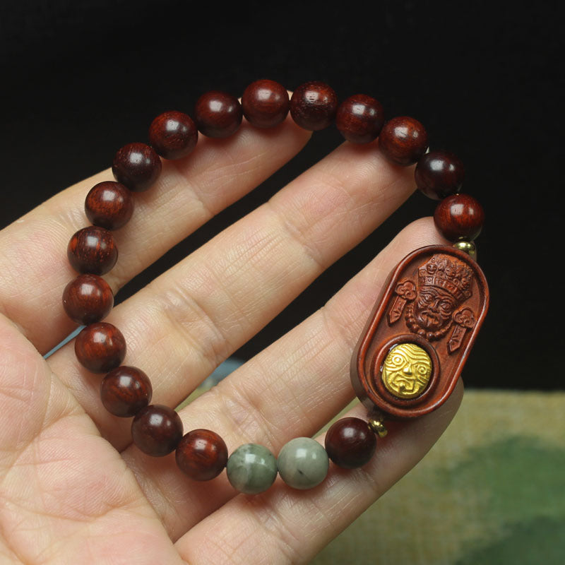 Zambian Rosewood Bracelet – Baseplate Totem Charm, 8mm Beads