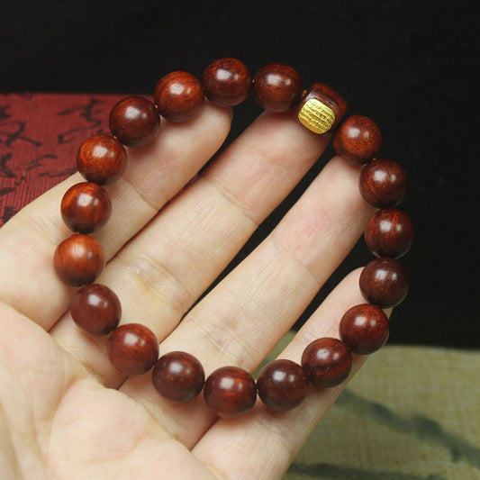Zambian Rosewood Prayer Bead Bracelet – 10mm Blood Sandalwood, Elastic Fit