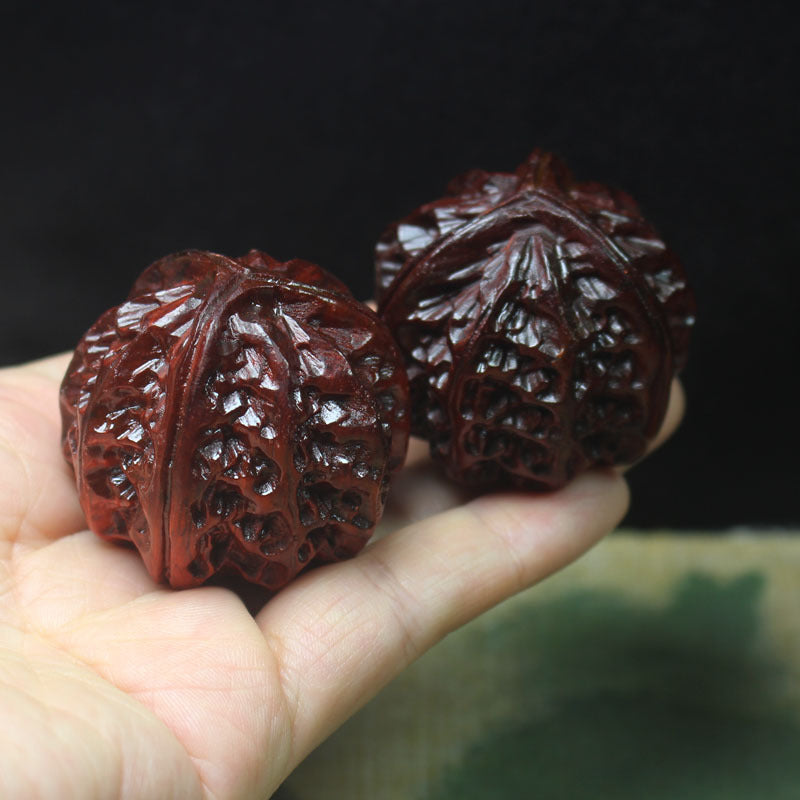 Carved Walnut Palm Pieces – Purple Sandalwood Hand Therapy Set (Pair, 4cm)