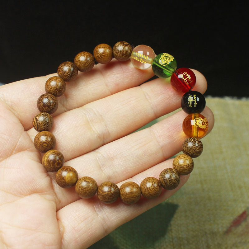 Golden Phoebe Bracelet – Five Gods of Wealth Totem, 8mm Beads