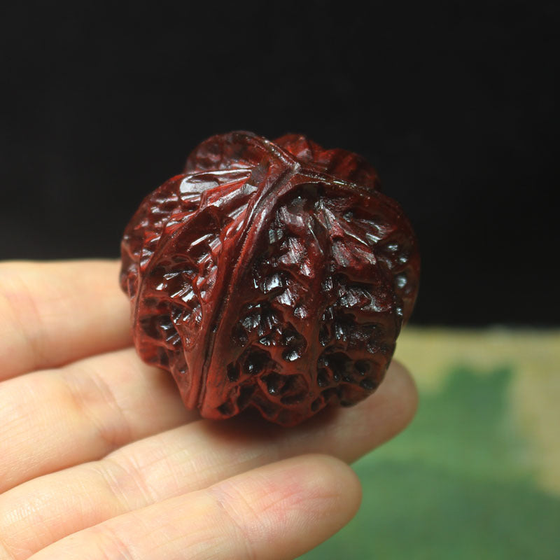 Carved Walnut Palm Pieces – Purple Sandalwood Hand Therapy Set (Pair, 4cm)