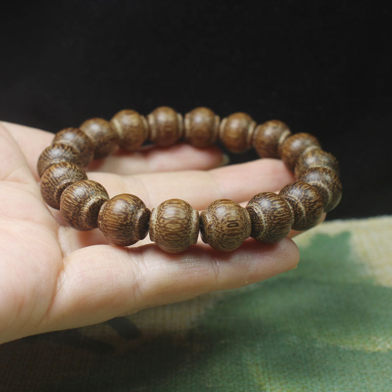 Agarwood Lantern Bead Bracelet – 12mm, Carved Dome Shape