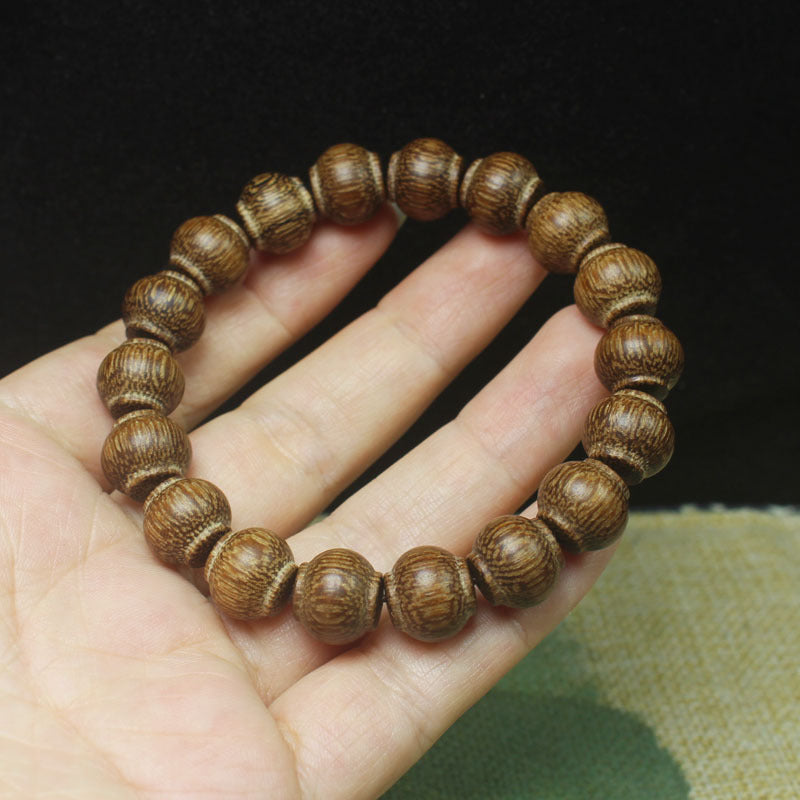 Agarwood Lantern Bead Bracelet – 12mm, Carved Dome Shape