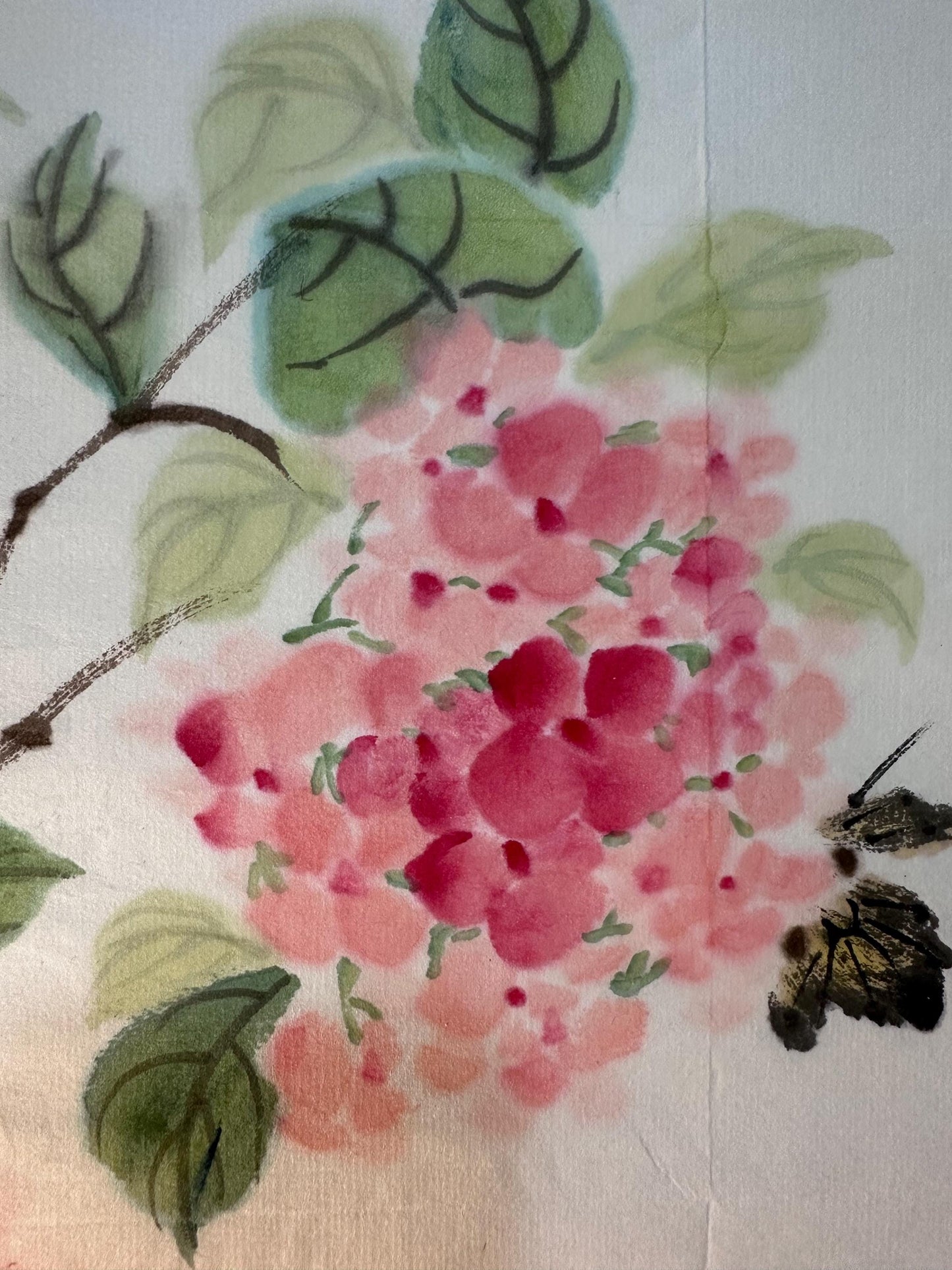 Original Chinese Ink Painting “Spring Whispers”, Butterflies and Blossoms, Hand Painted Floral Wall Art, 14 x 16 Inches