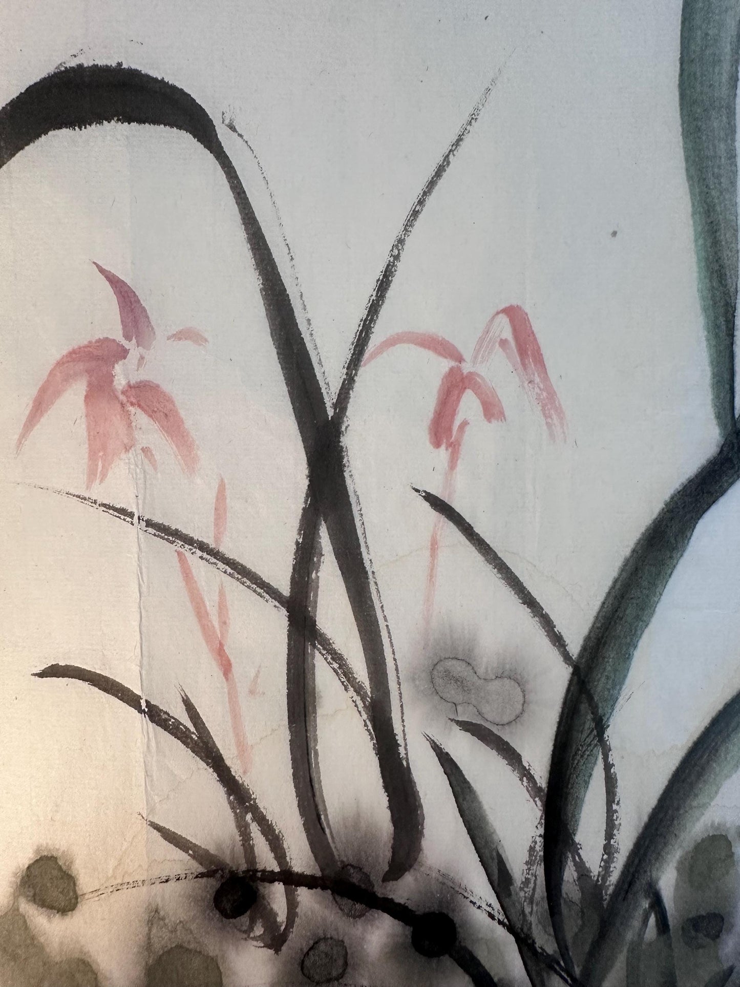 Original Chinese Ink Orchid Painting, Hand Painted “Lan Xiang” Floral Artwork on Rice Paper, 20 × 12 Inches