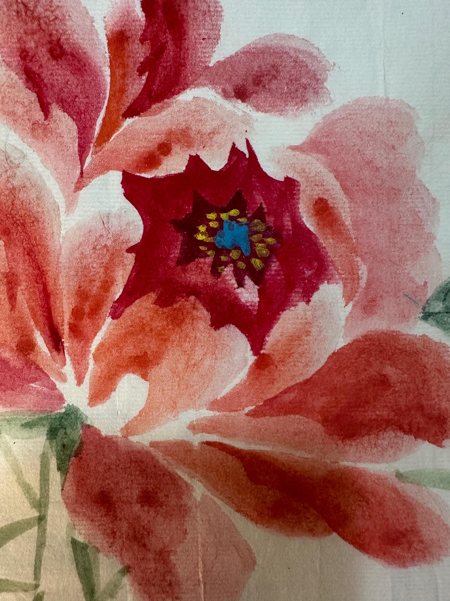 Original Chinese Ink Flower Painting “Heavenly Fragrance”, Hand Painted Floral Art on Rice Paper, Square Wall Art, 13 x 13 Inches, Unframed