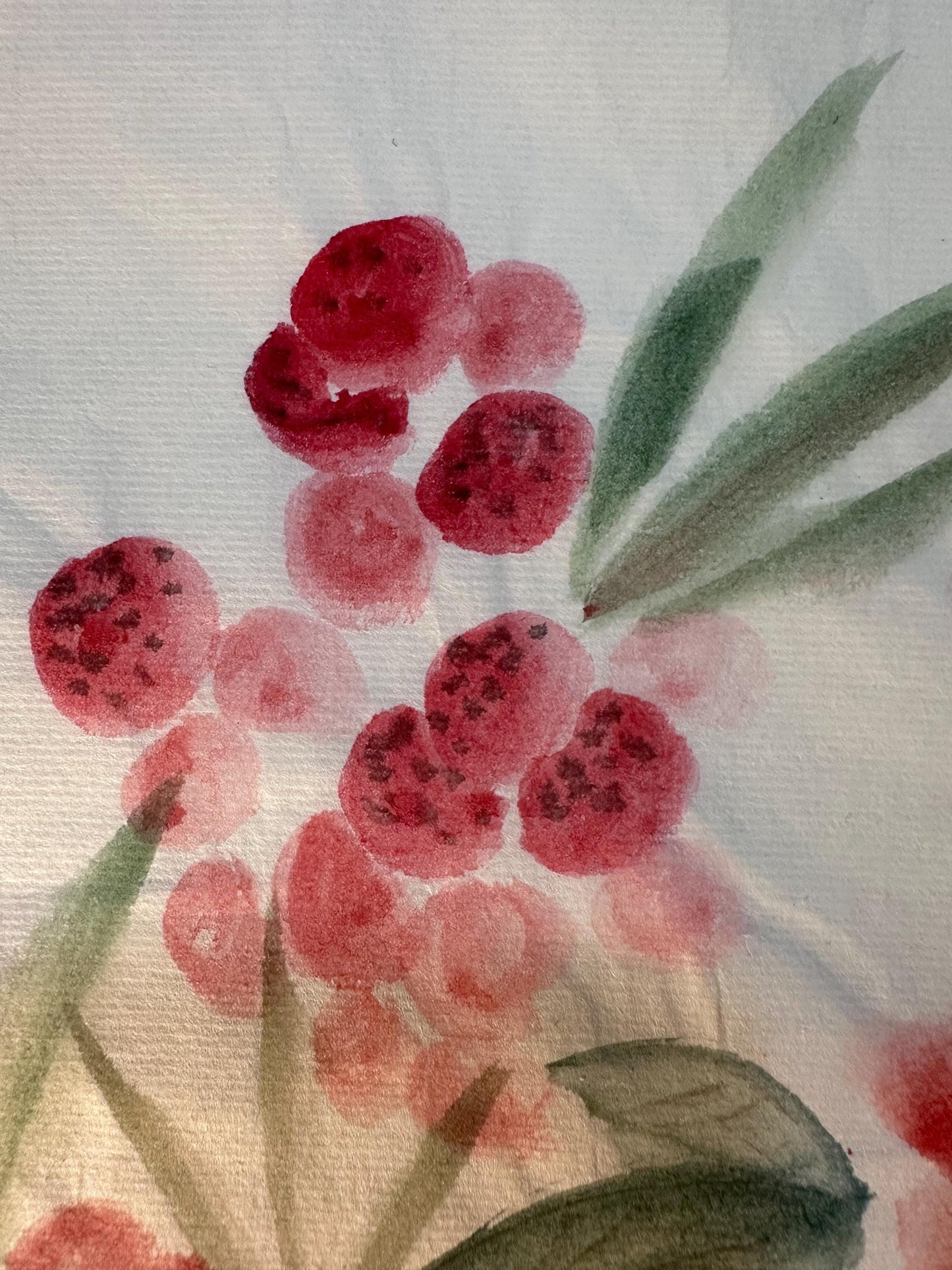 Original Chinese Ink Flower Painting “Heavenly Fragrance”, Hand Painted Floral Art on Rice Paper, Square Wall Art, 13 x 13 Inches, Unframed