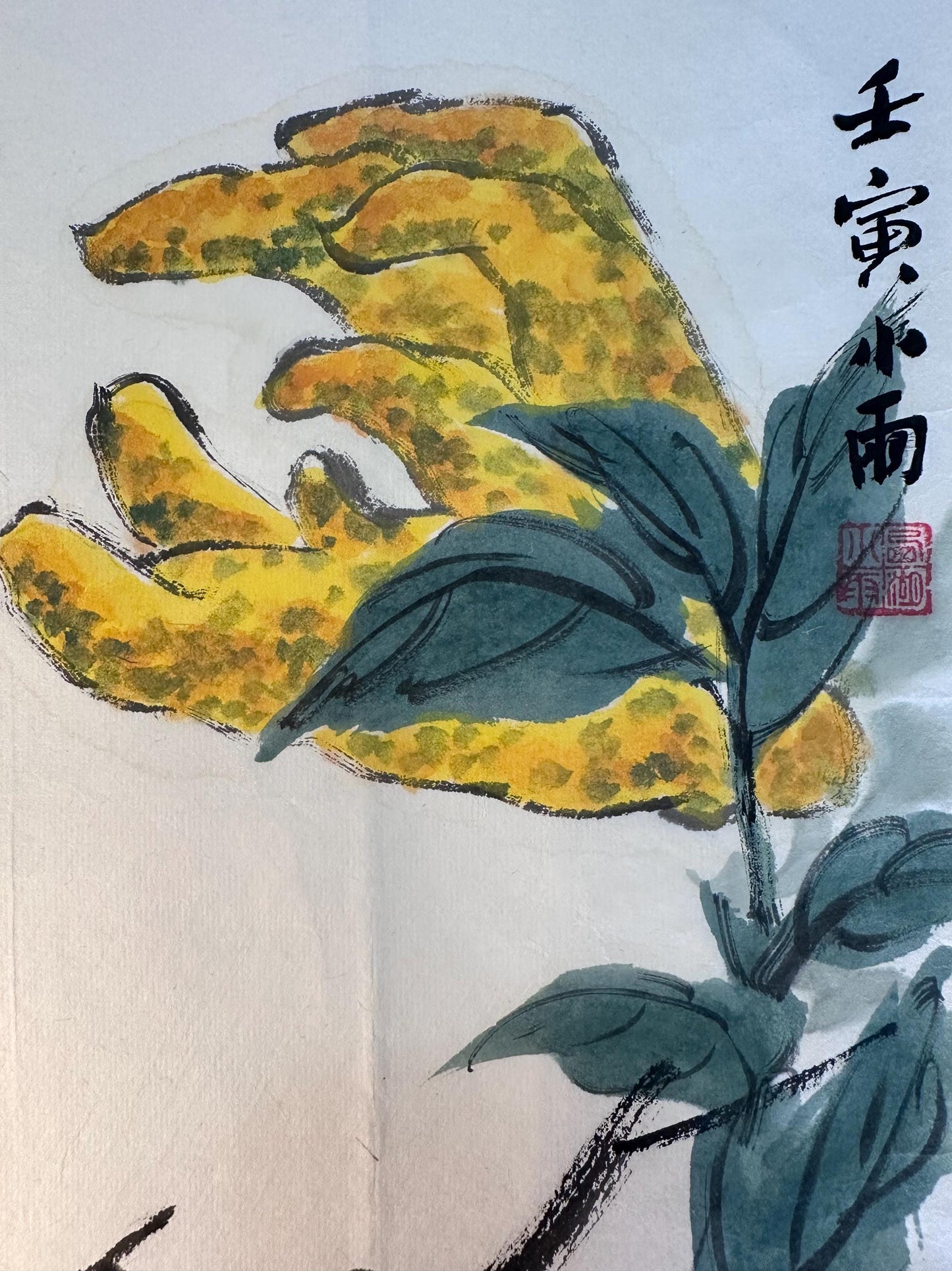 Original Chinese Ink Bird Painting, Hand Painted Songbird on Branch Wall Art, Horizontal Nature Artwork 20 x 14 Inches