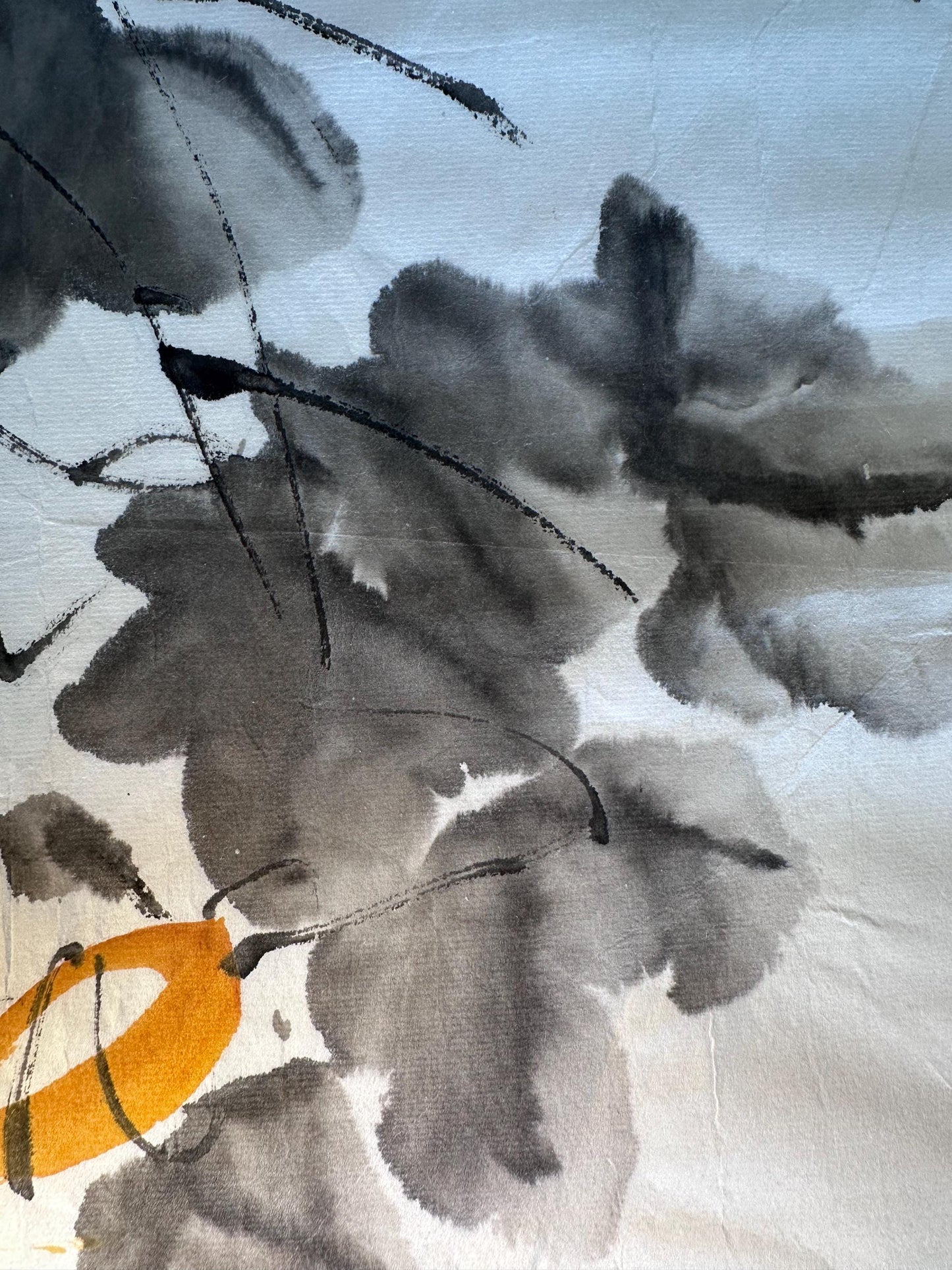 Original Chinese Ink Gourd Painting “Fortune and Blessings”, Hand Painted Symbolic Wall Art on Rice Paper, 13 x 17 Inches