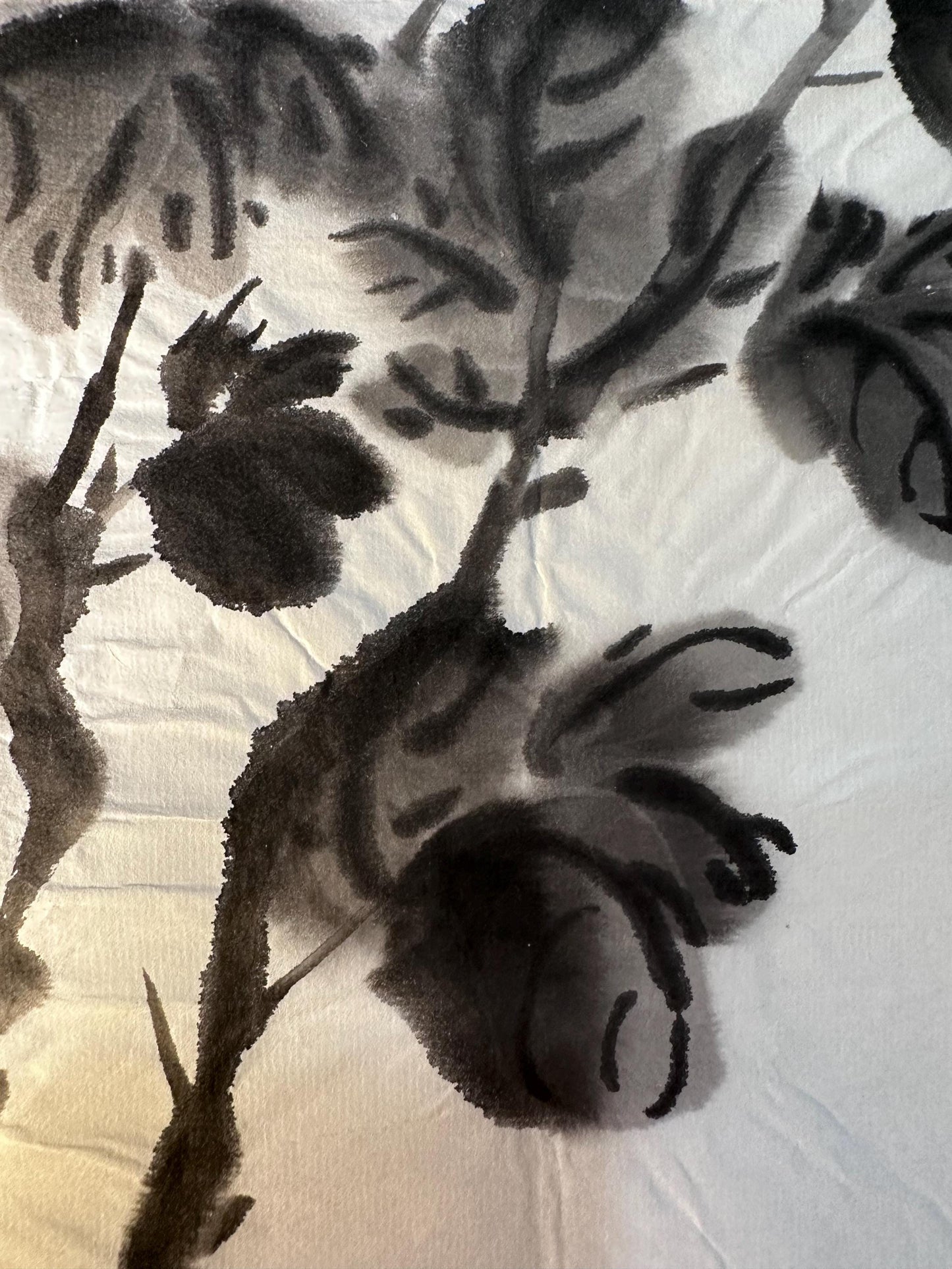 Original Chinese Ink Painting “Picking Chrysanthemums by the Eastern Fence”, Hand Painted Chrysanthemum Wall Art, 13 x 18 Inches