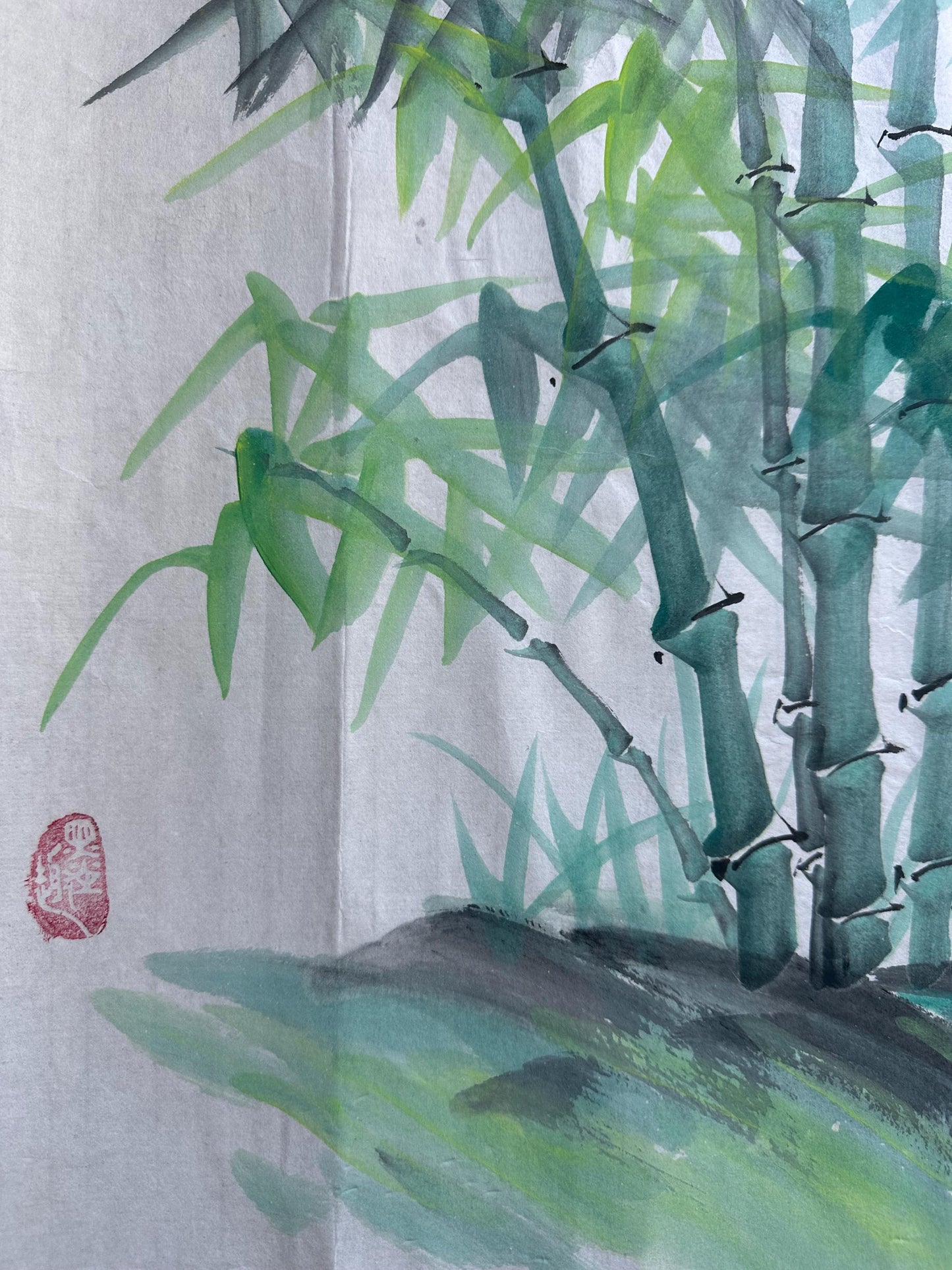 Original Chinese Landscape Ink Painting, “Rivers and Mountains Like a Painting”, Horizontal Wall Art, 54 x 14 Inches