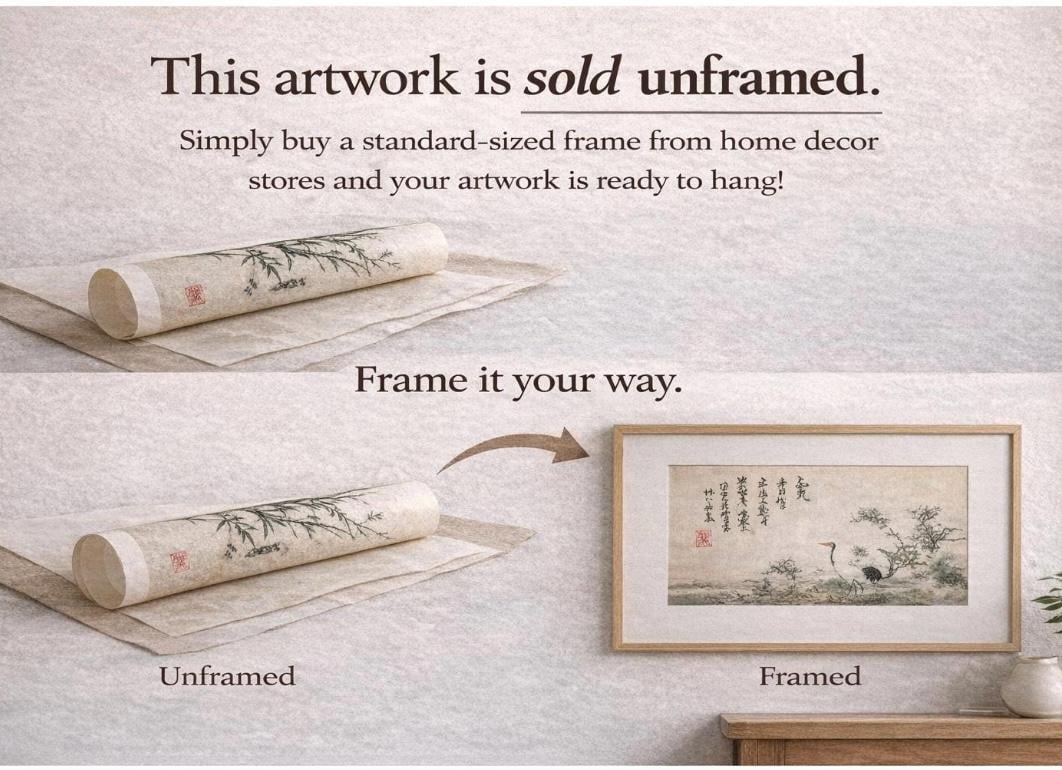 Original Chinese Ink Grape Painting, Prosperity Wall Art, Hand Painted Rice Paper Artwork, Square Asian Home Decor, 19.5 x 19.5 Inches