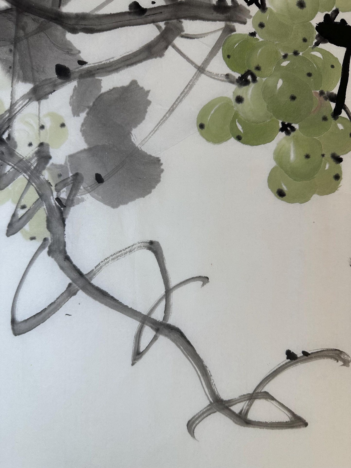 Original Chinese Ink Squirrel Painting | Grape Wall Art | Hand Painted Chinese Rice Paper Artwork | One of a Kind