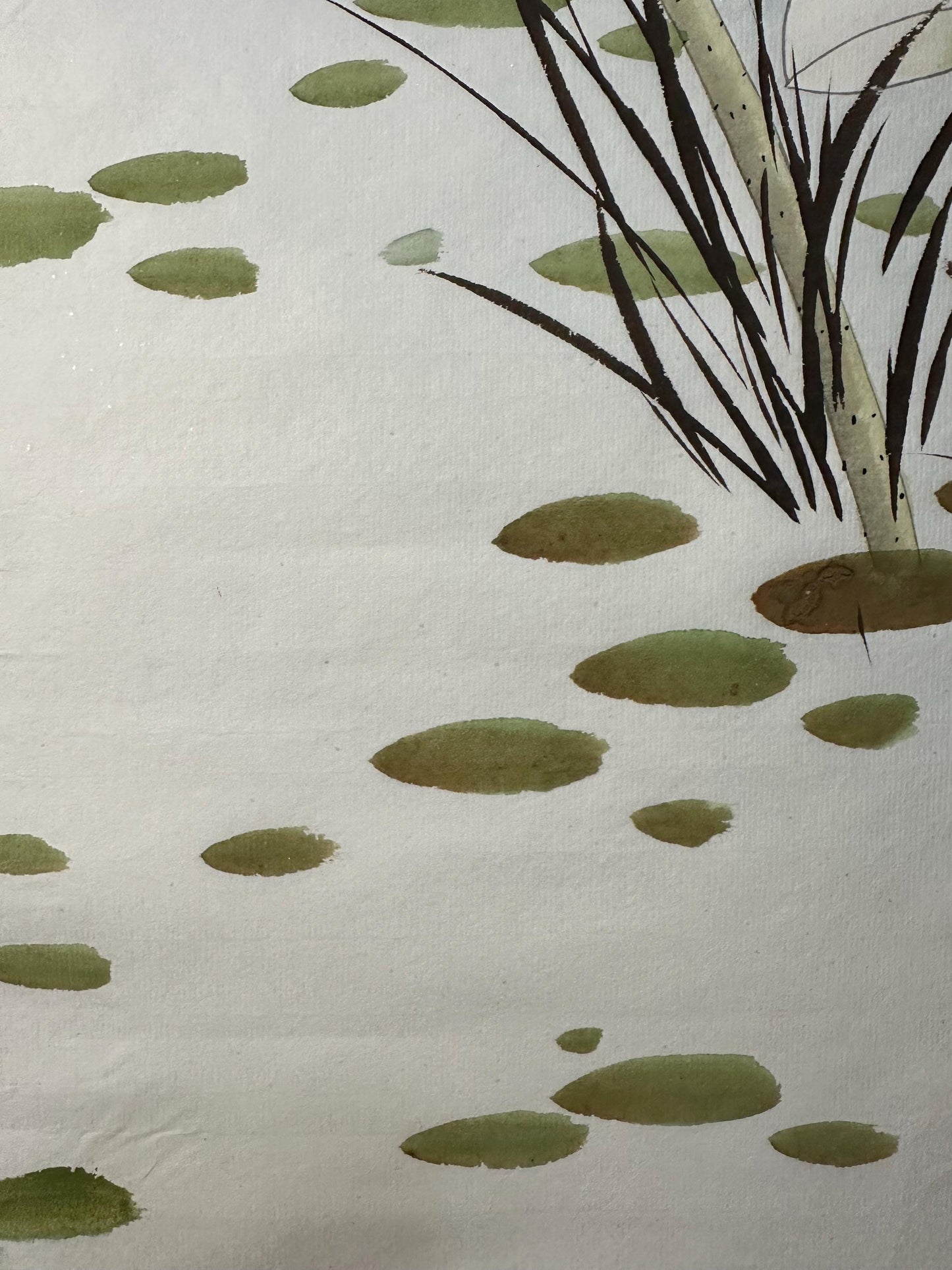 Original Chinese Gongbi Painting Two Birds and Lotus Flowers Hand Painted Asian Wall Art 26 Inches