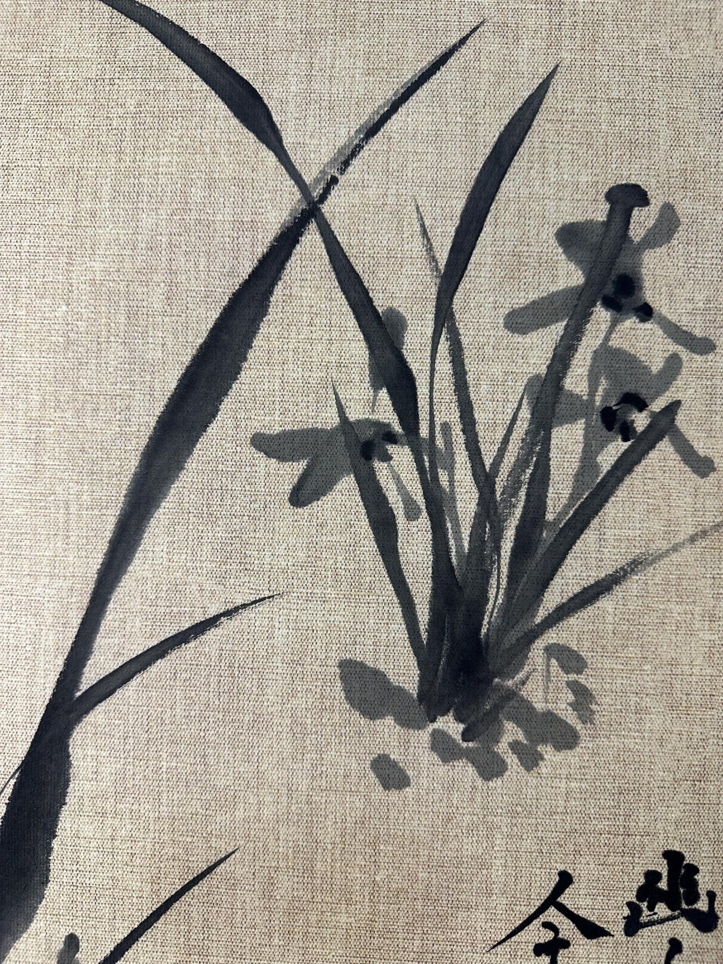 Original Chinese Ink Orchid Painting 13x18 Inch, Hand Painted Chinese Art, Traditional Ink Wash Painting, Asian Wall Art