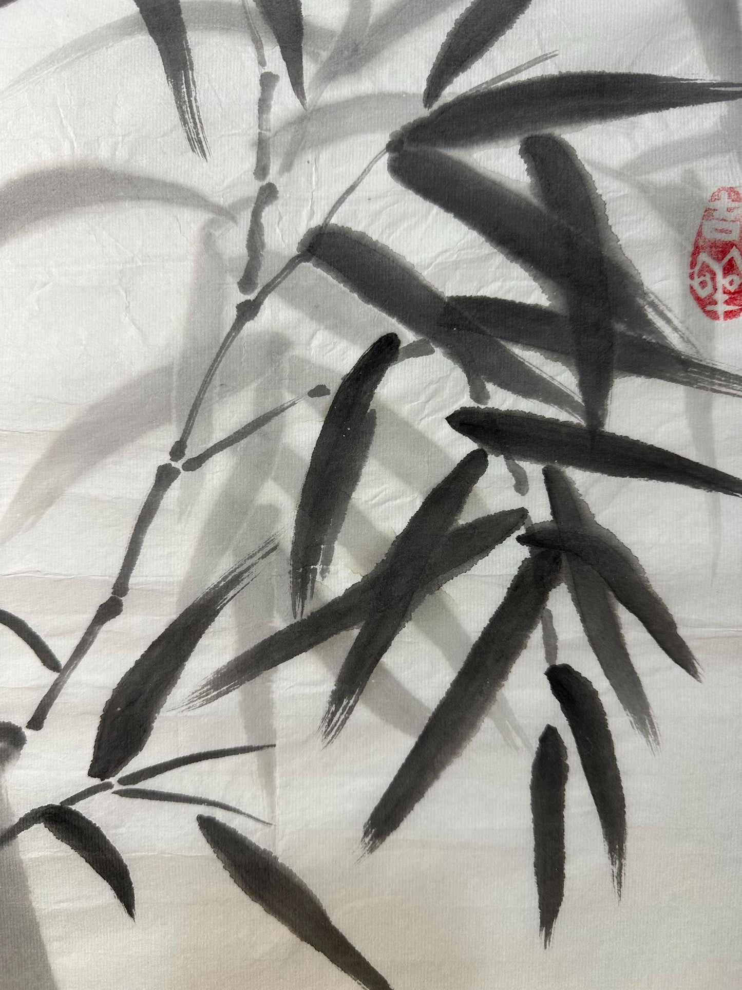 Original Chinese Bamboo Painting 13x18 Inch, Black Ink Bamboo Art, Hand Painted Chinese Wall Art, Traditional Ink Painting