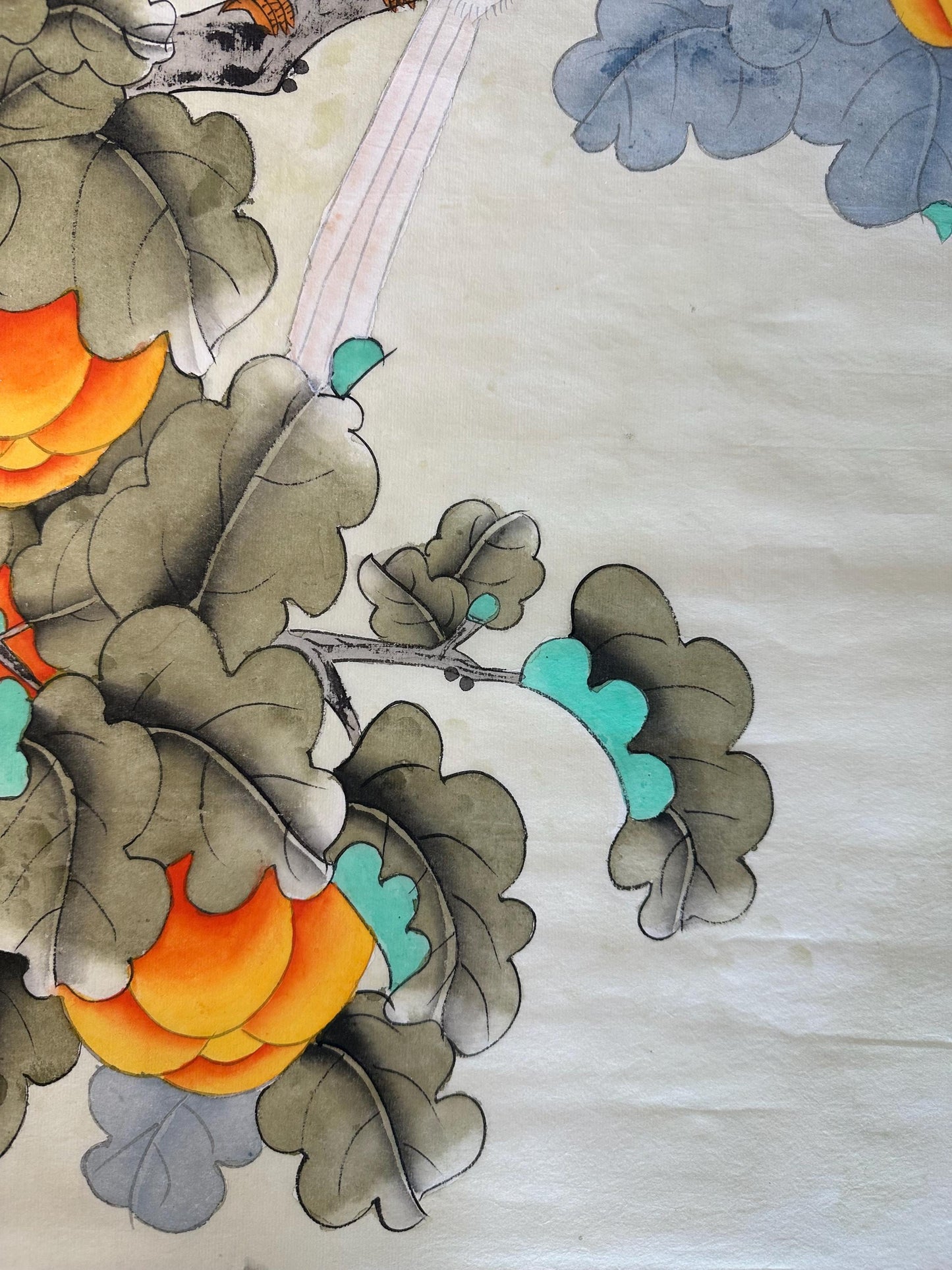 Original Chinese Gongbi Painting | Birds & Fruit | Traditional Flower and Bird Art | Hand Painted Wall Art | 26 x 26 Inches