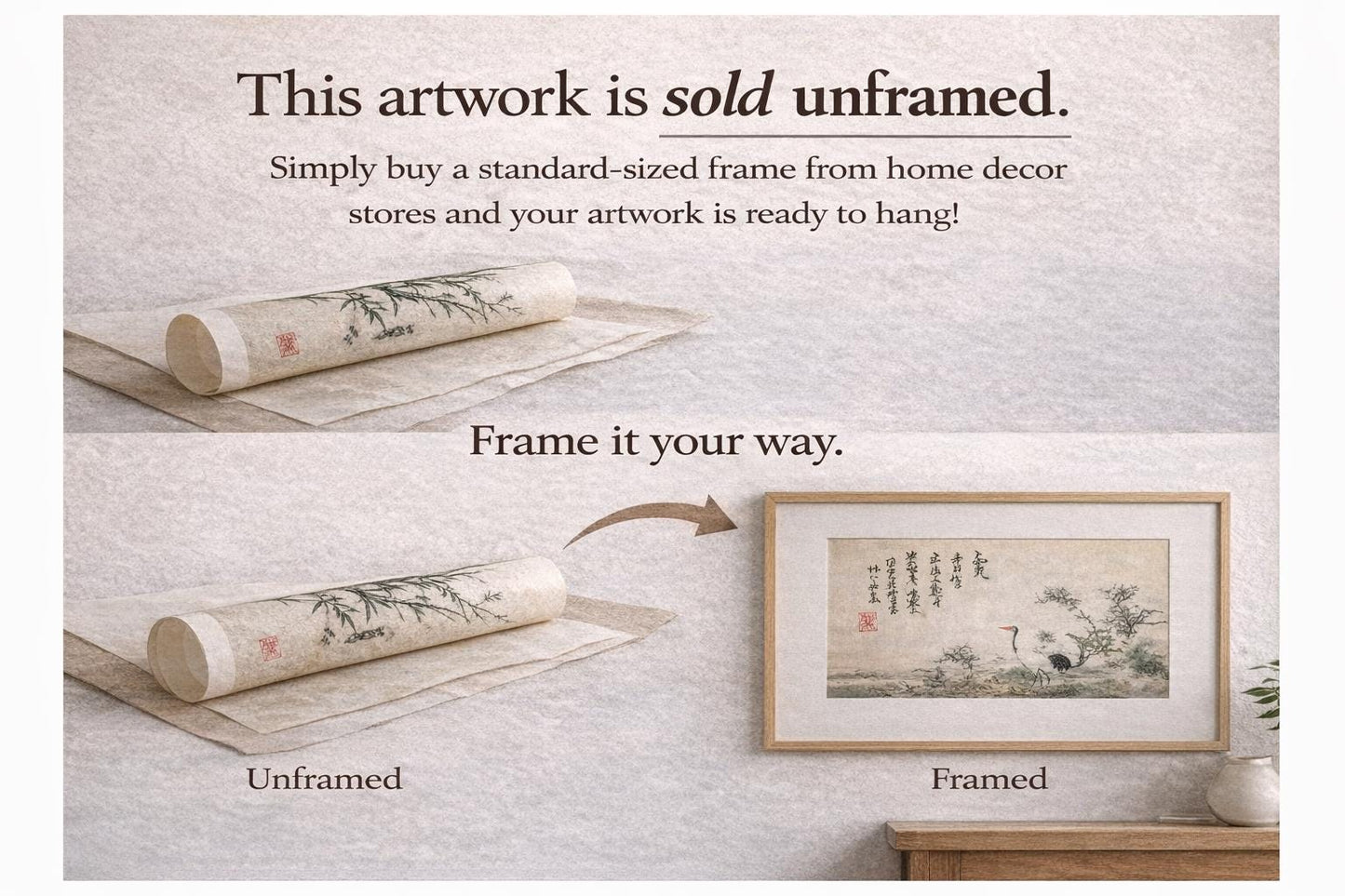Original Chinese Gongbi Painting | Birds & Red Fruits | Traditional Hand Painted Wall Art | 26 Inch