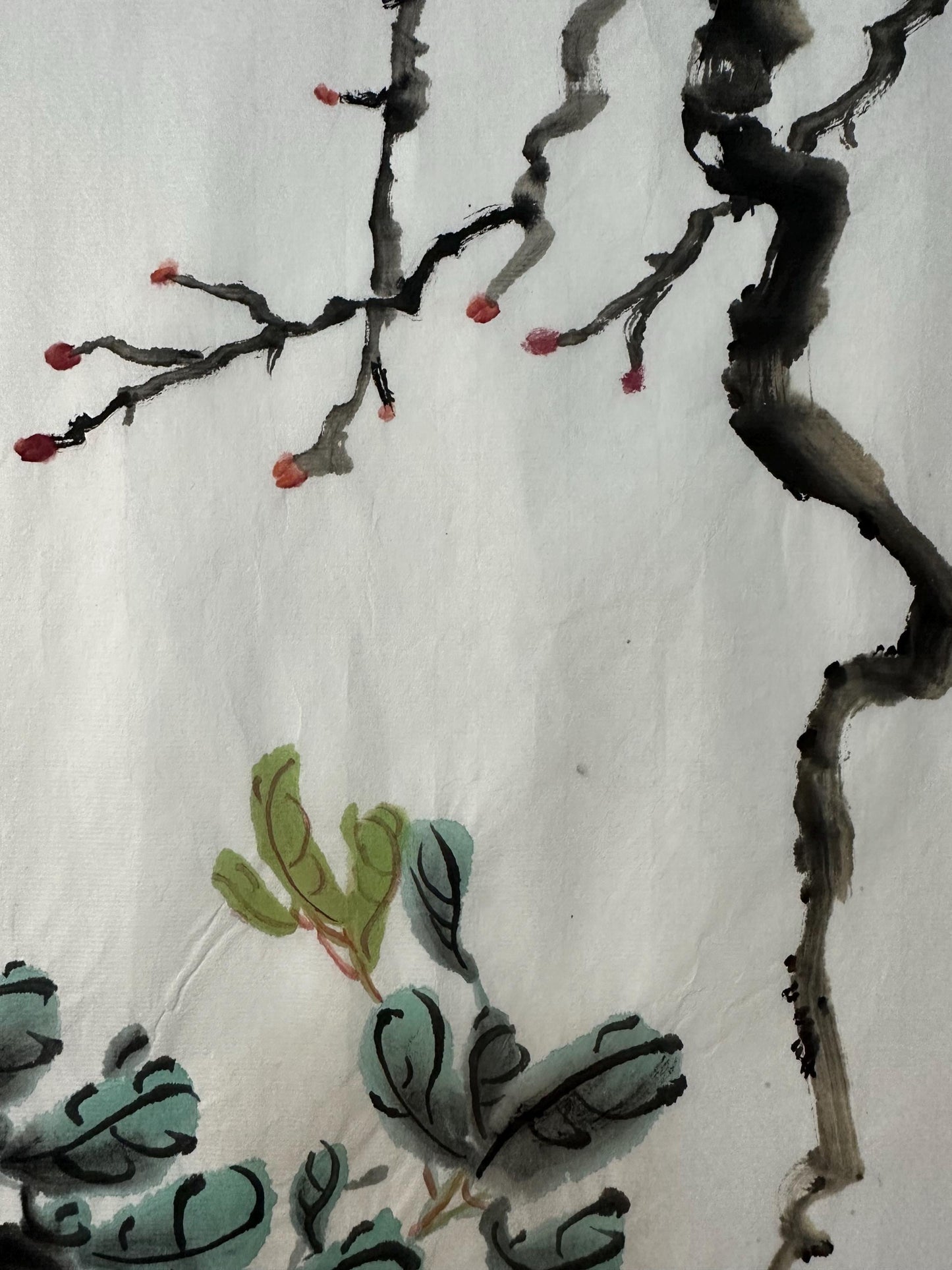 Original Chinese Floral Painting, Quiet Fragrance Ink Art, Pink Flower Painting, Hand Painted Chinese Wall Art