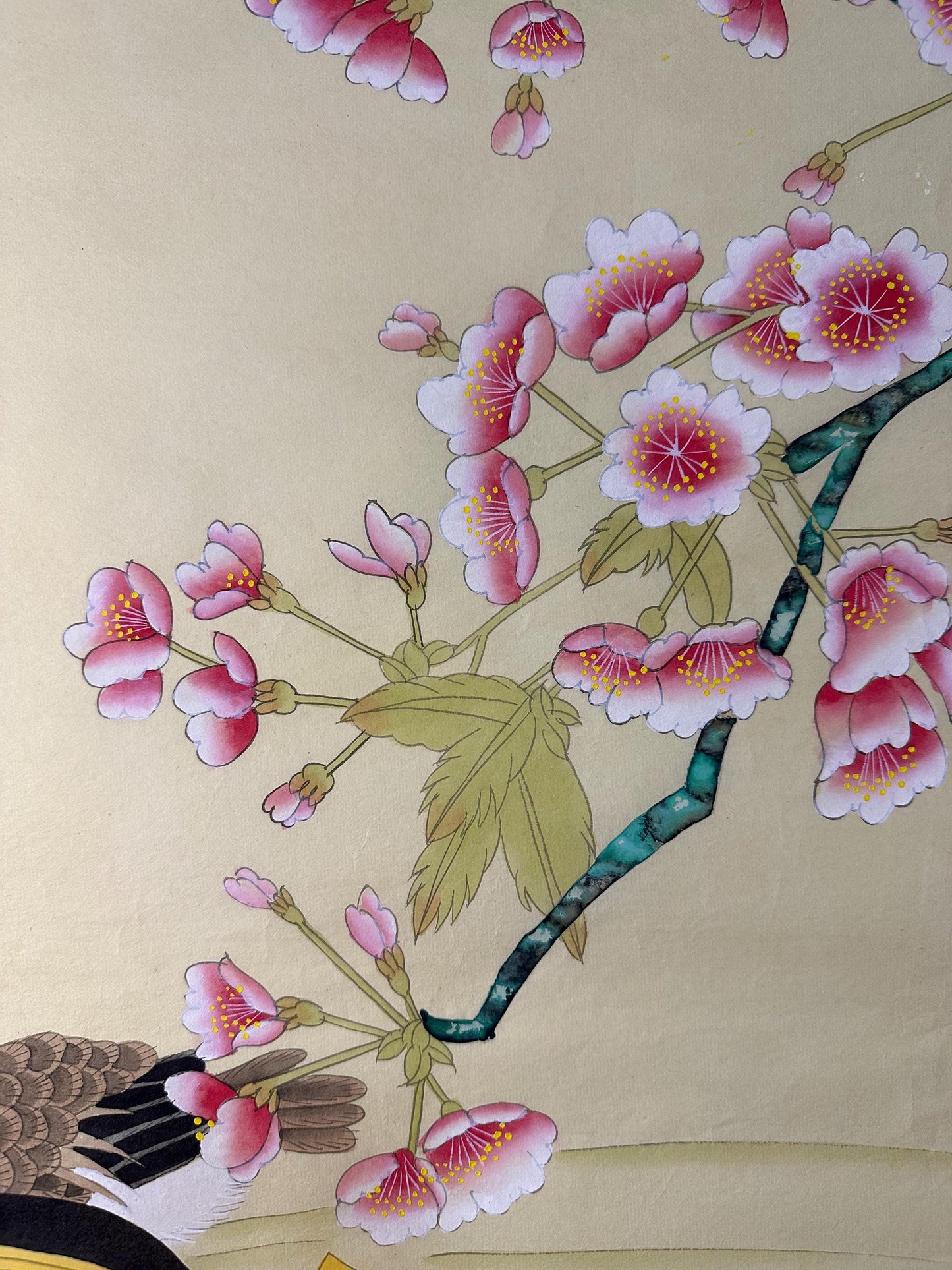 Original Chinese Gongbi Painting, Mandarin Ducks, Hand Painted Asian Wall Art, 26 Inches