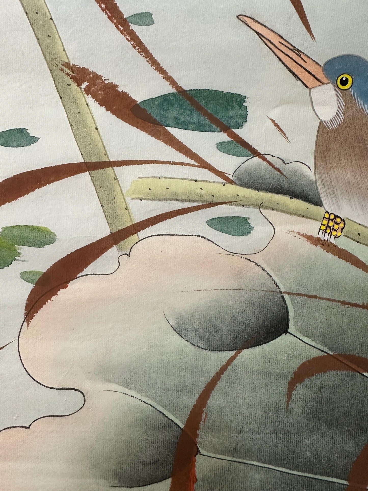 Original Chinese Gongbi Painting Lotus Flowers & Birds Hand Painted Asian Wall Art 26 Inches