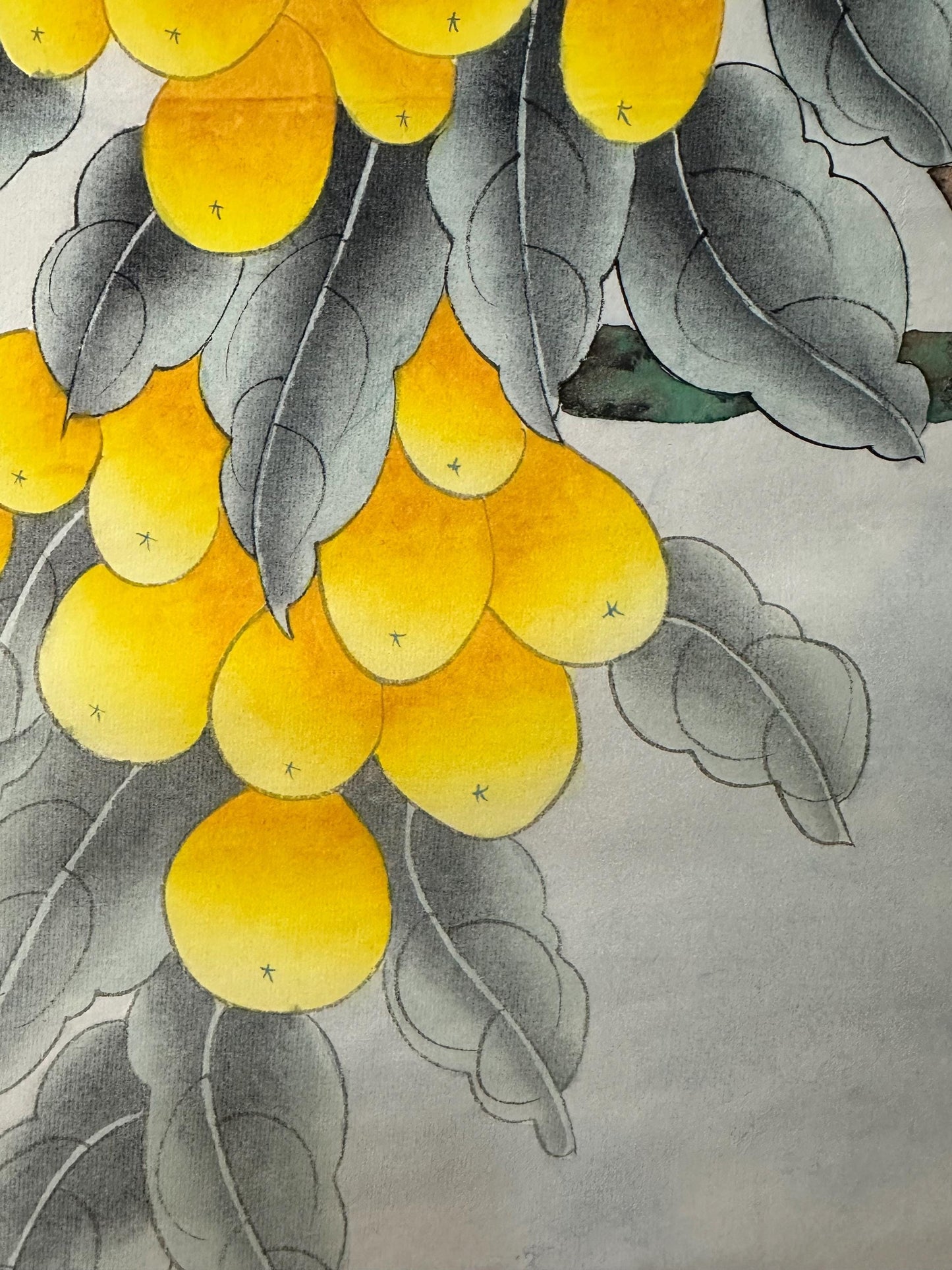 Original Chinese Gongbi Painting – Golden Loquat & Pair of Birds, Traditional Fine Art on Rice Paper, 26x26 Inch