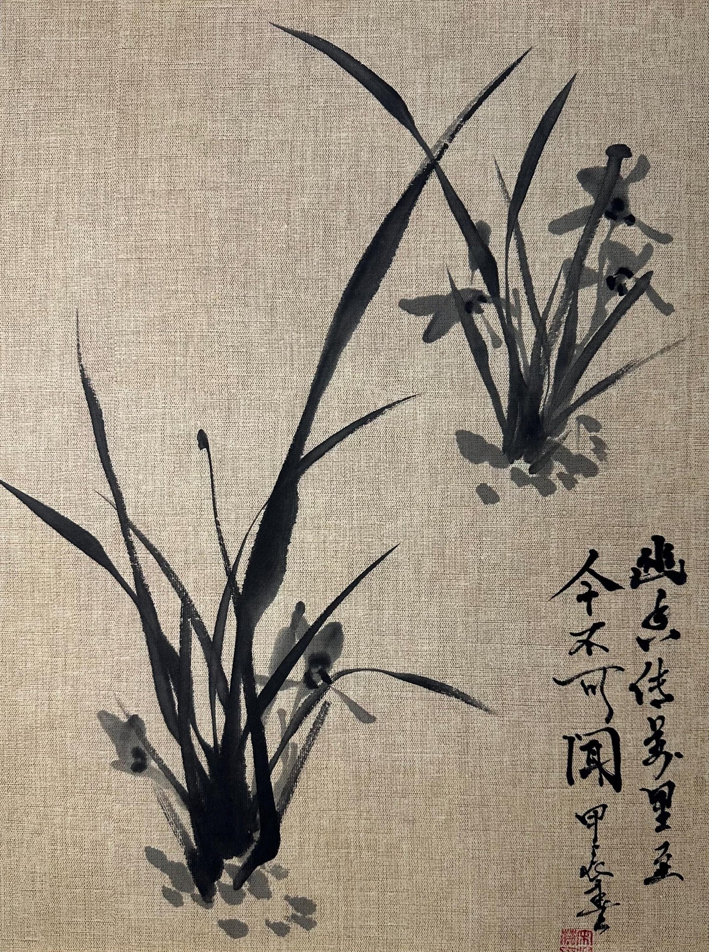 Original Chinese Ink Orchid Painting 13x18 Inch, Hand Painted Chinese Art, Traditional Ink Wash Painting, Asian Wall Art