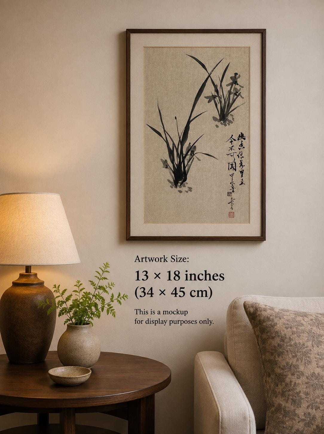 Original Chinese Ink Orchid Painting 13x18 Inch, Hand Painted Chinese Art, Traditional Ink Wash Painting, Asian Wall Art