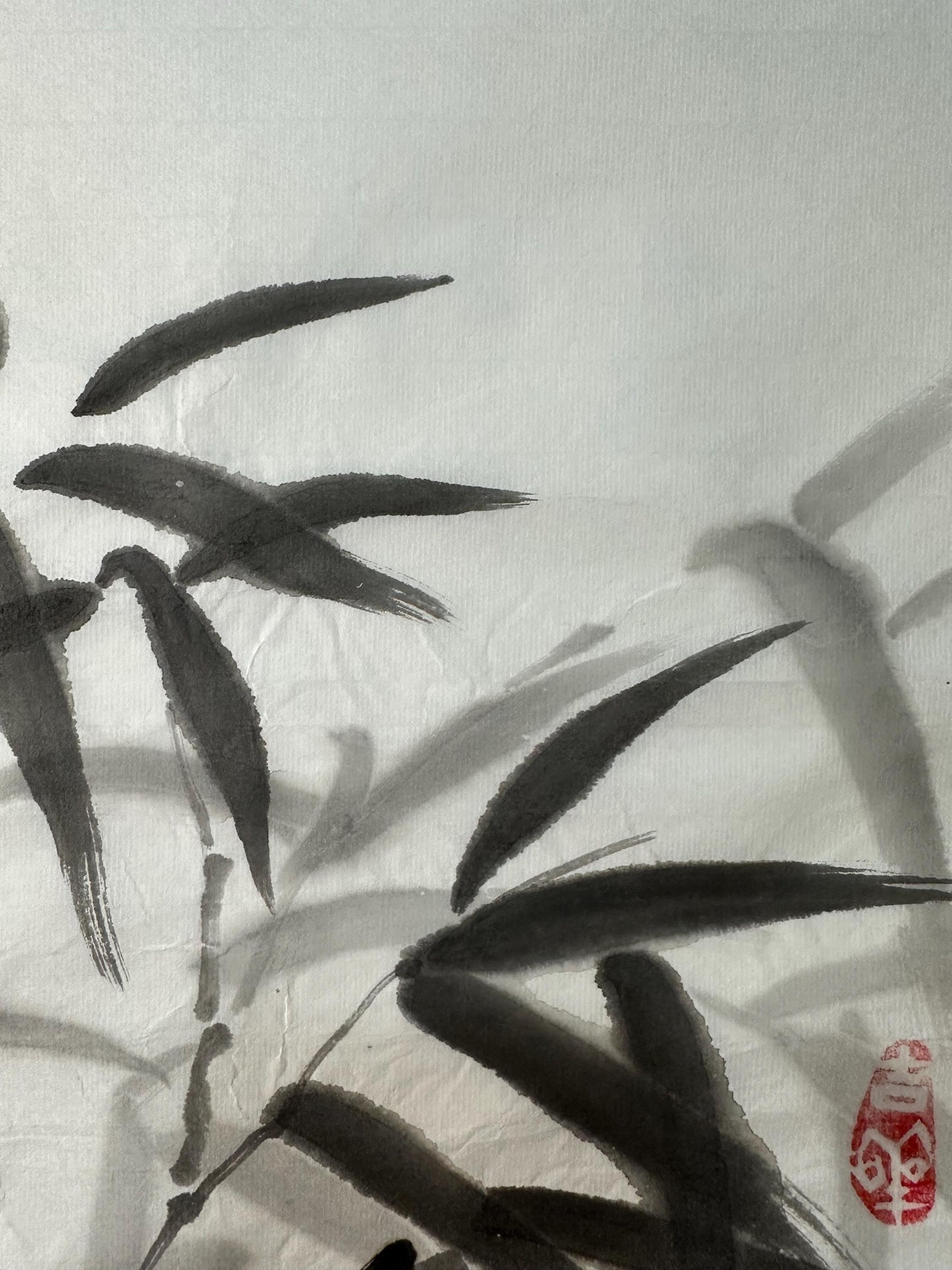 Original Chinese Bamboo Painting 13x18 Inch, Black Ink Bamboo Art, Hand Painted Chinese Wall Art, Traditional Ink Painting