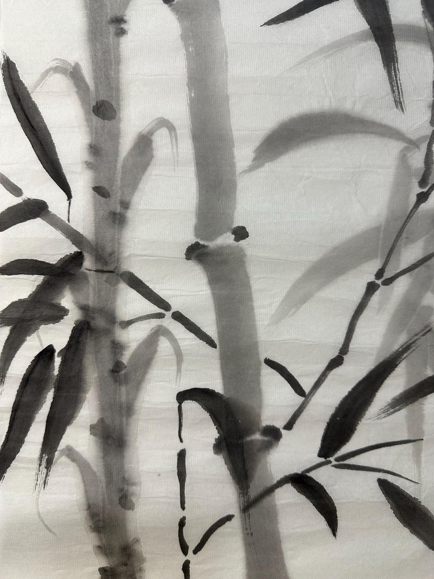 Original Chinese Bamboo Painting 13x18 Inch, Black Ink Bamboo Art, Hand Painted Chinese Wall Art, Traditional Ink Painting
