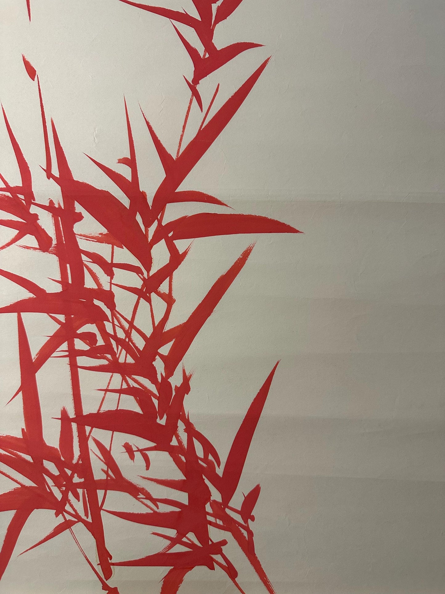 Original Chinese Red Bamboo Painting 13x20 Inch, Vermilion Bamboo Ink Art, Hand Painted Chinese Wall Art, Traditional Bamboo Painting