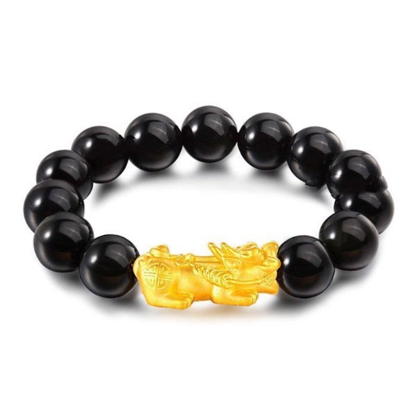 Black Obsidian Pixiu Bracelet – 10mm Beads